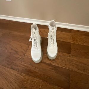 White Platform Combat Boots with Gum Platform